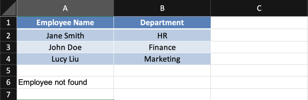 Finding an Employee's Department - Result